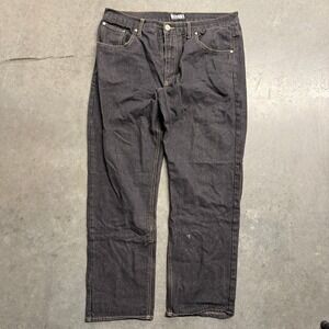 Code One Mens Black Straight Leg Denim Jeans W38 L32 Contrast Stitch Streetwear